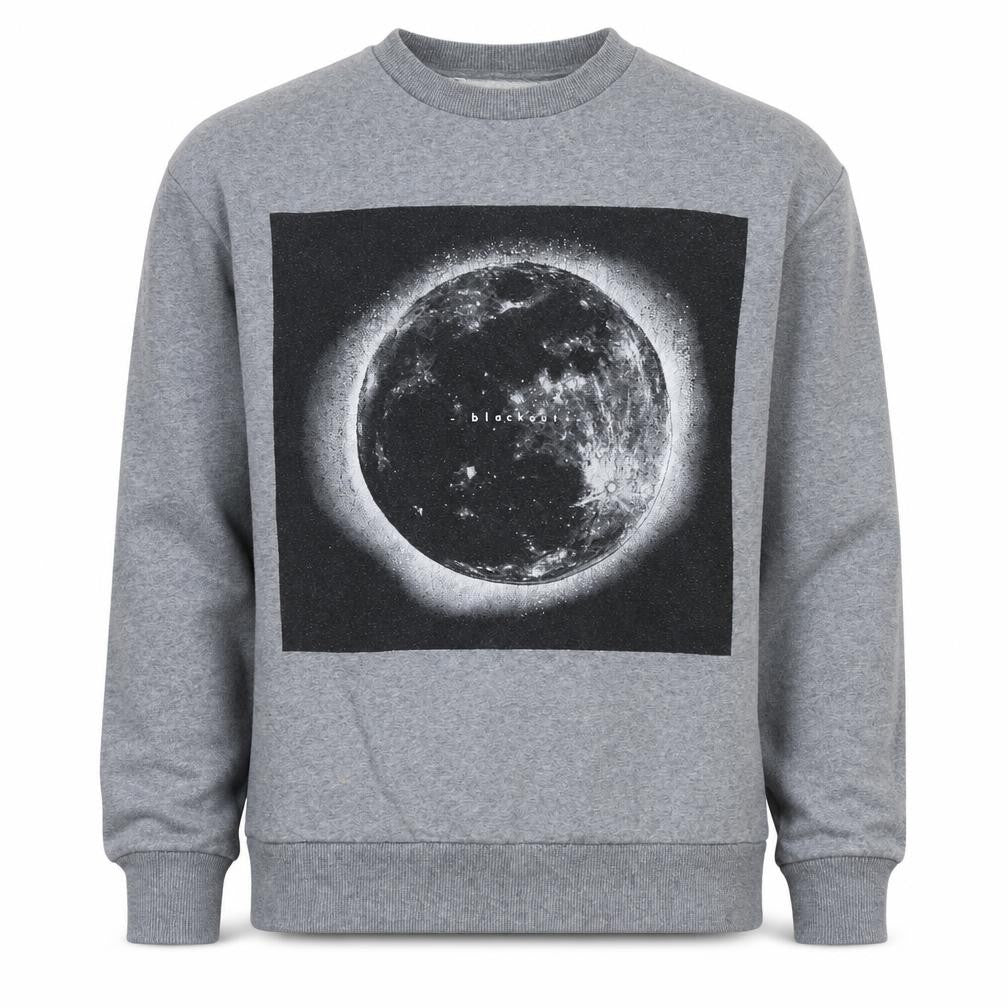 RESERVED Men's Grey Moon Graphic Print Pullover Sweatshirt XS