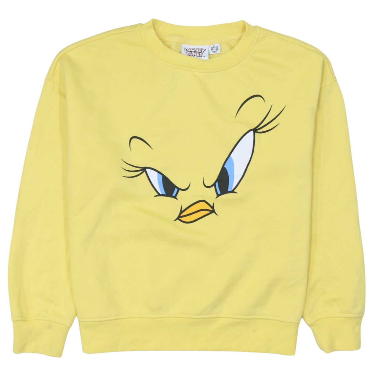 Front view of Primark Looney Tunes Women's Yellow Tweety Crew Neck Sweatshirt XS
