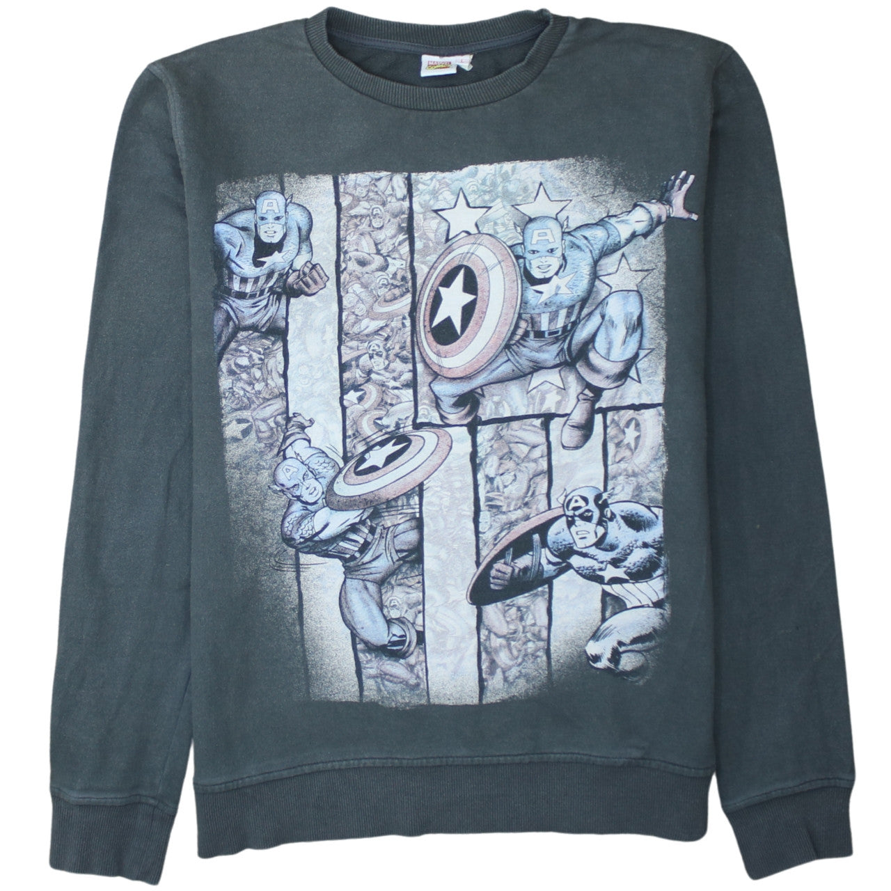 Cedar Wood State Men’s Grey Captain America Comic Sweatshirt L