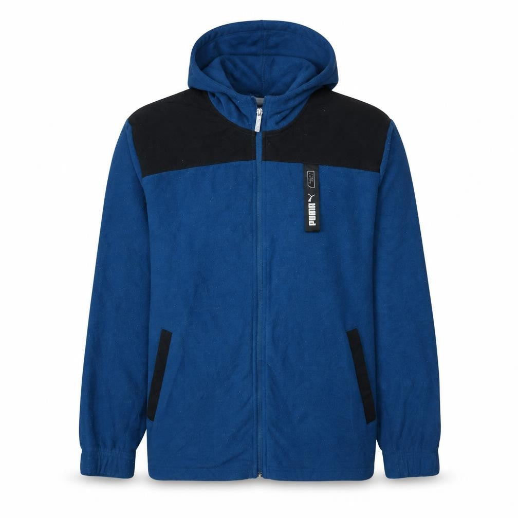 Puma Men's Blue Full Zip Hoodie Size M with Logo Detail