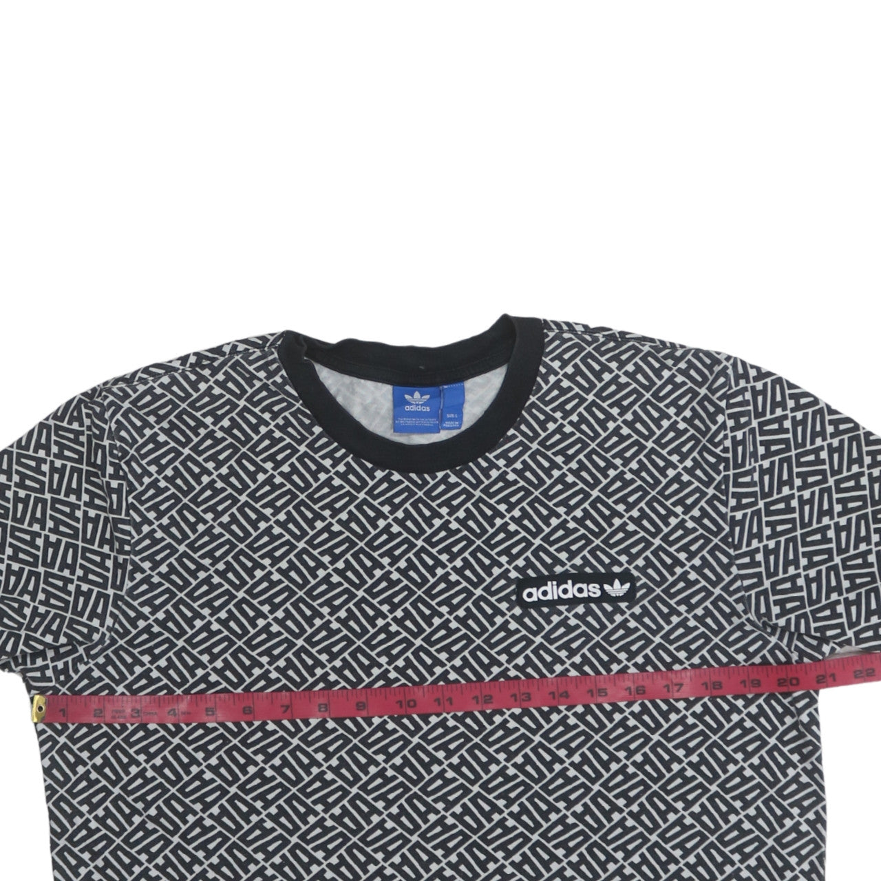 adidas Men’s Black Geometric Logo Cotton T-Shirt Size L