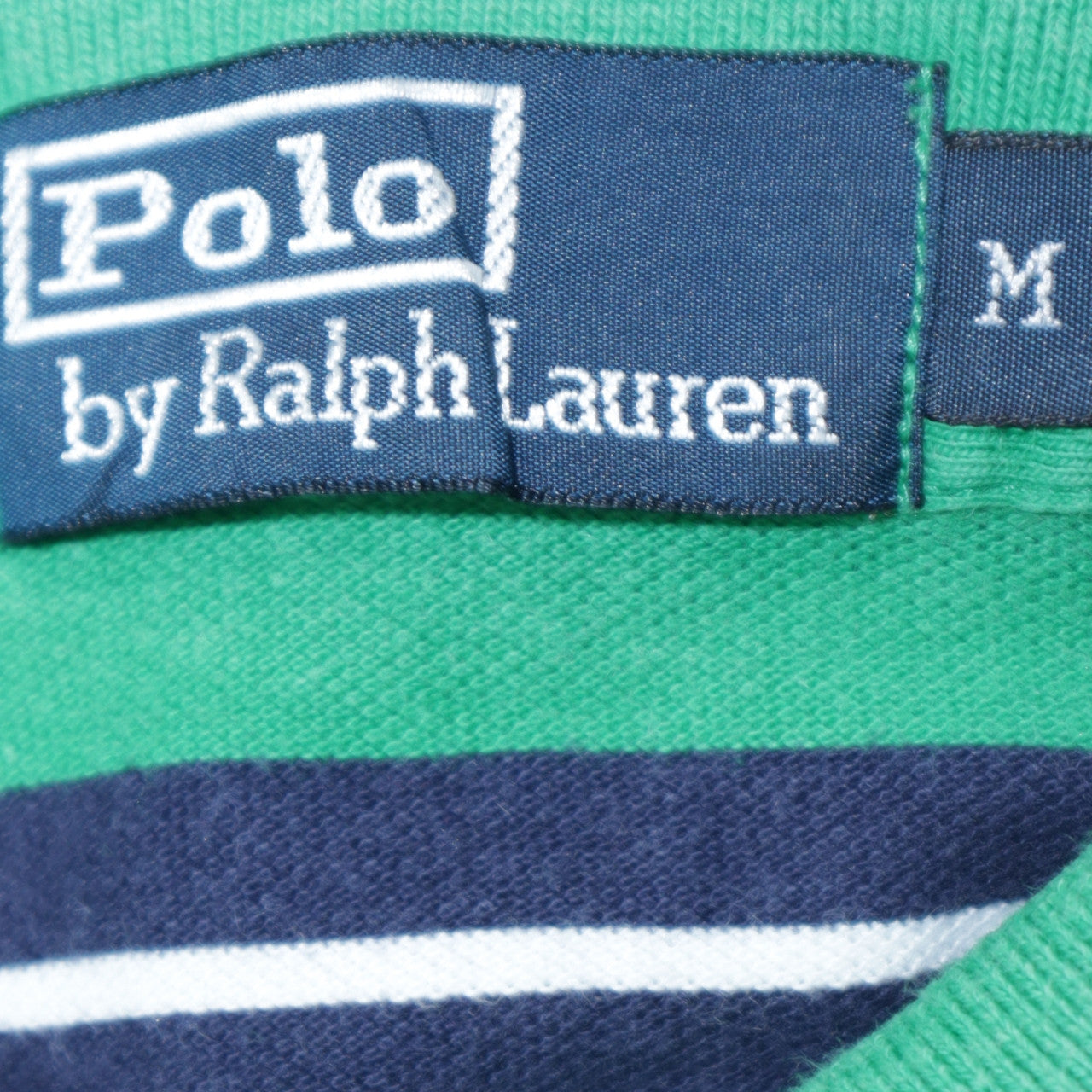 Ralph Lauren Men's Green Striped Cotton Polo Shirt Size M