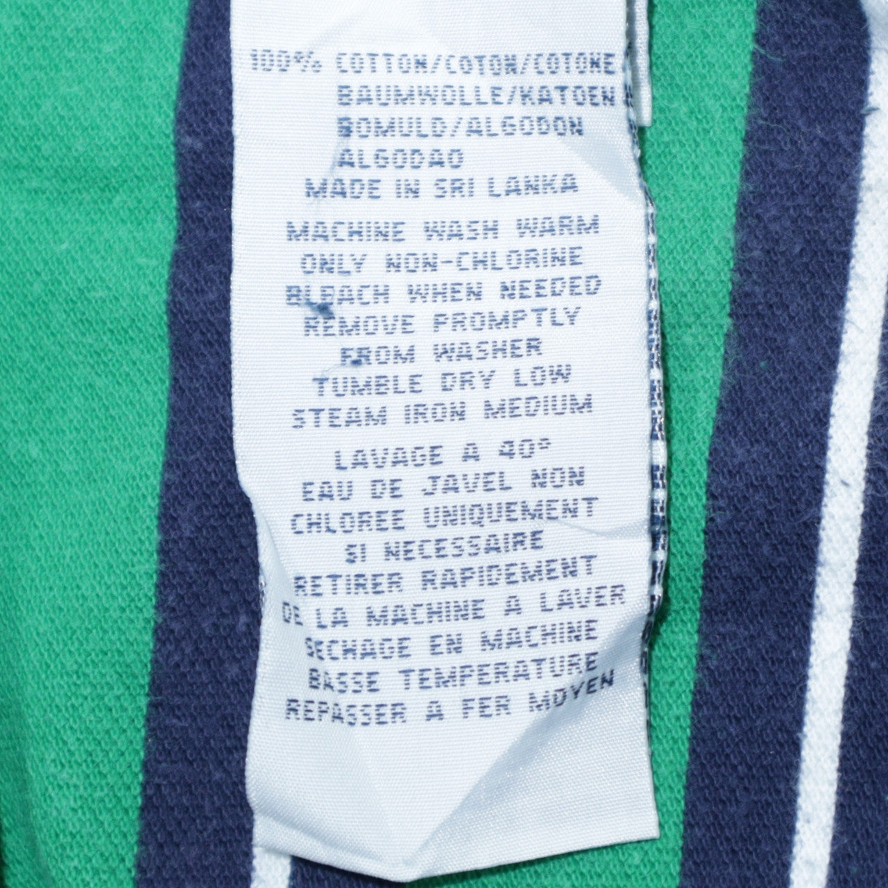 Ralph Lauren Men's Green Striped Cotton Polo Shirt Size M