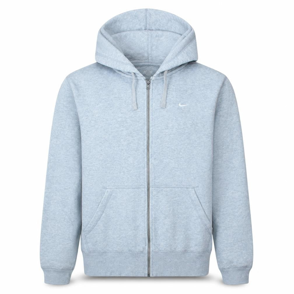 Nike Men Grey Full Zip Hoodie L Regular Fit Sports Fleece