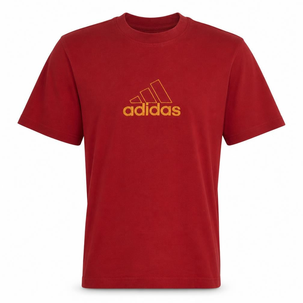 Adidas Men's Red Cotton Short Sleeve Sports Logo T-Shirt Size M