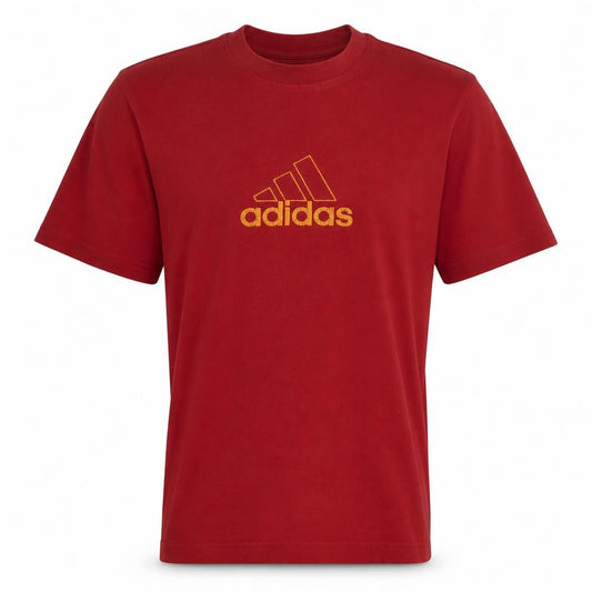 Adidas Men's Red Cotton Short Sleeve Sports Logo T-Shirt Size M