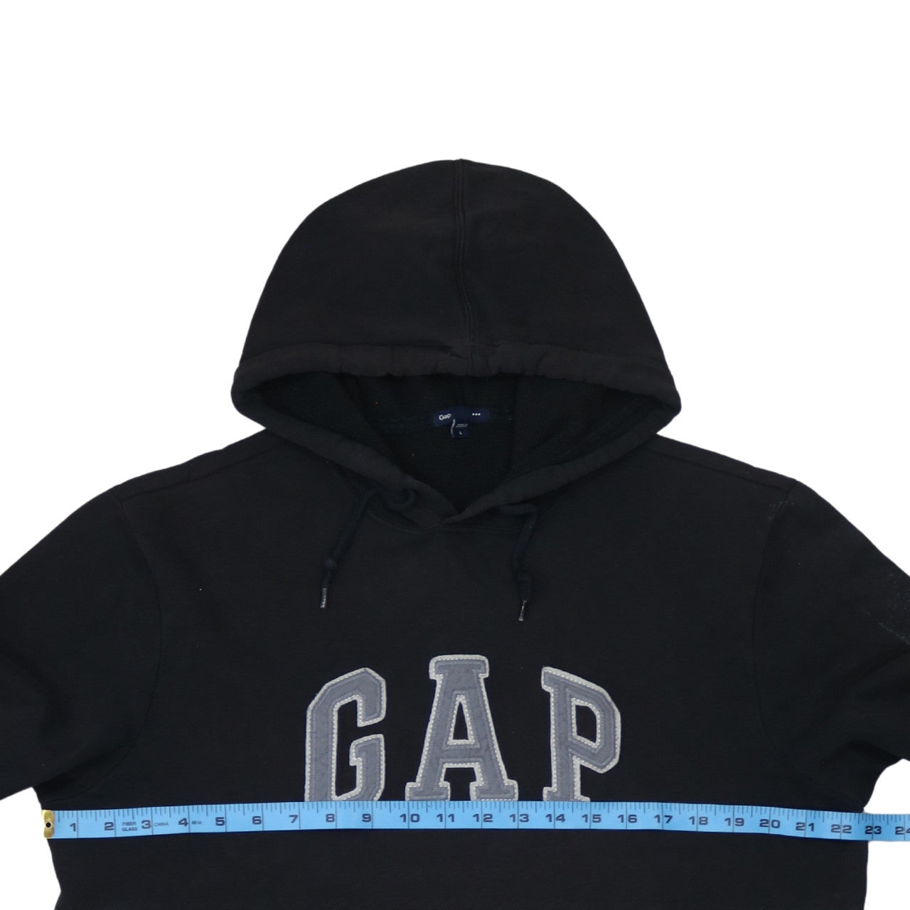 GAP Mens Black Pullover Hoodie L Logo Fleece Sweatshirt