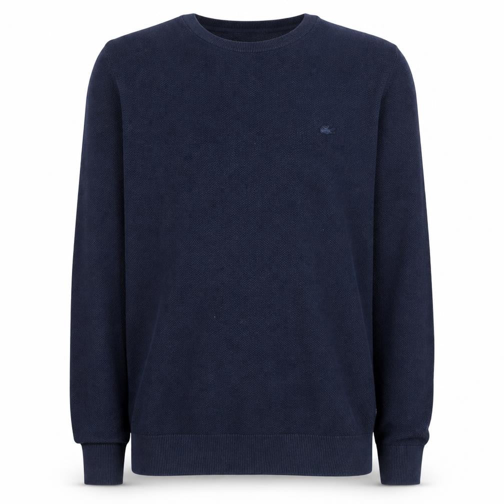 Lacoste Men's Blue Cotton Crew Neck Pullover Jumper Size S