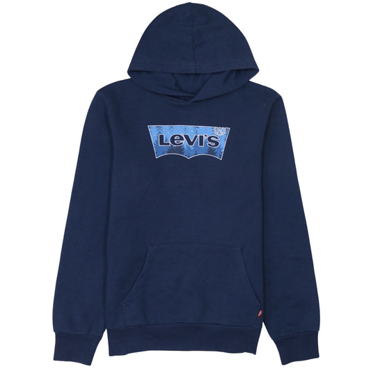 Levi's Boys Blue Pullover Hoodie 16 Years Graphic Logo Cotton Blend