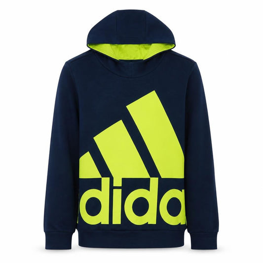 Adidas Boys Blue Pullover Hoodie Size 13-14 Years Graphic Logo Sweatshirt