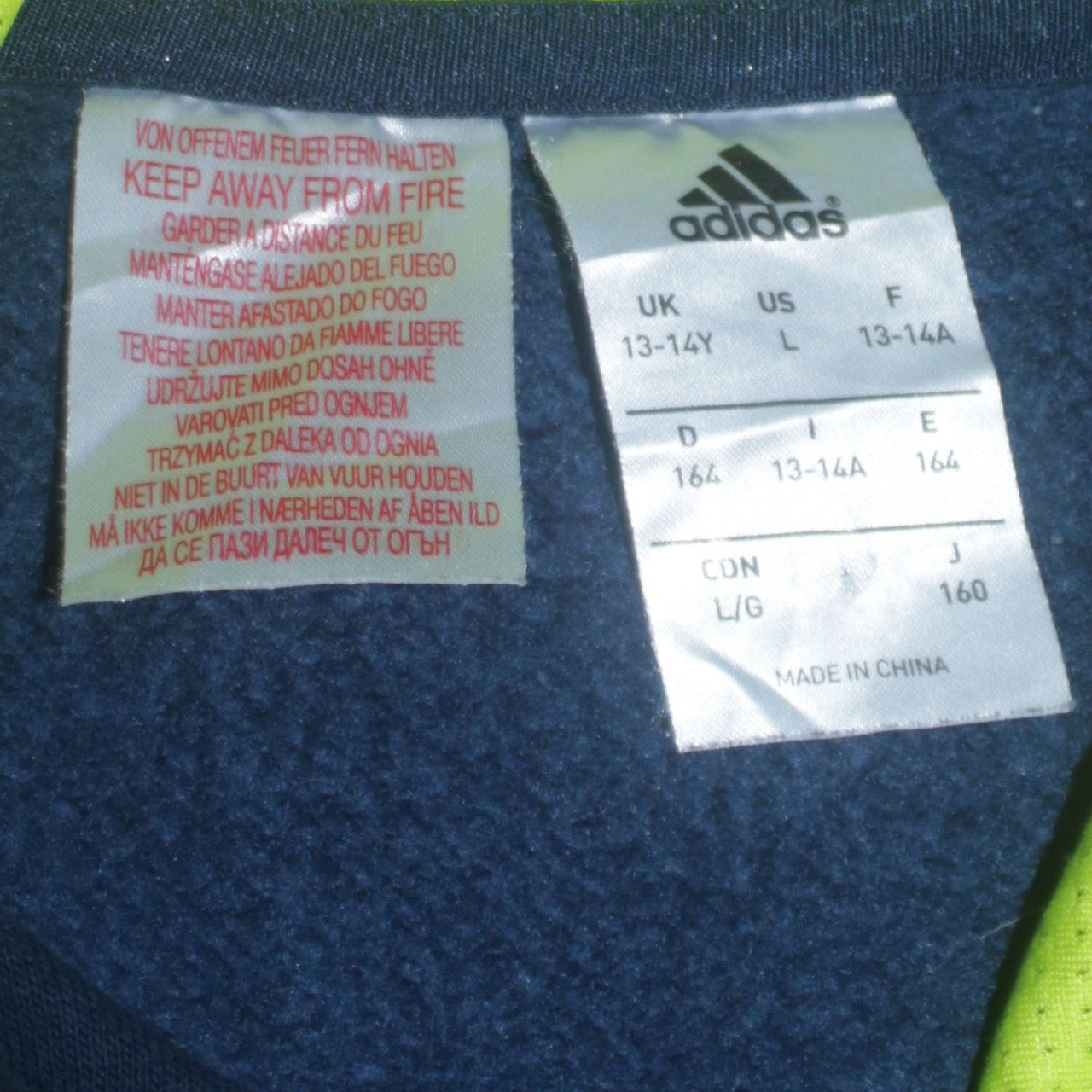 Adidas Boys Blue Pullover Hoodie Size 13-14 Years Graphic Logo Sweatshirt