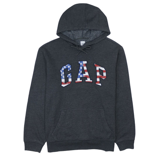 GAP Men's Grey USA Flag Logo Pullover Hoodie Size L