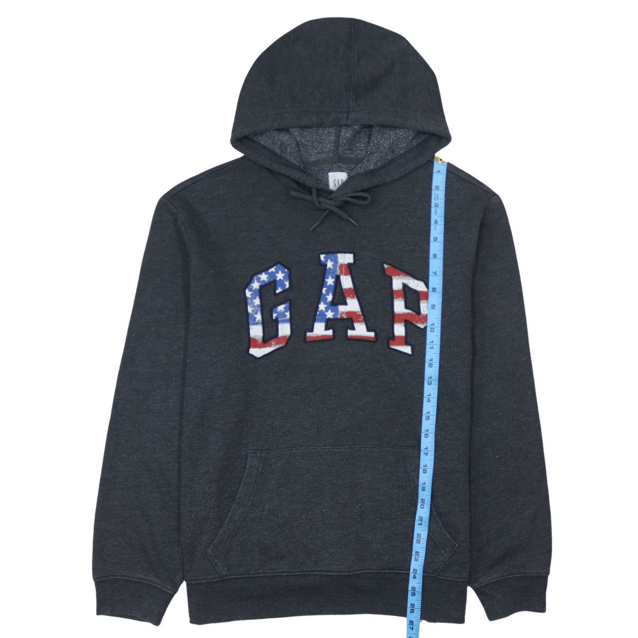 GAP Men's Grey USA Flag Logo Pullover Hoodie Size L