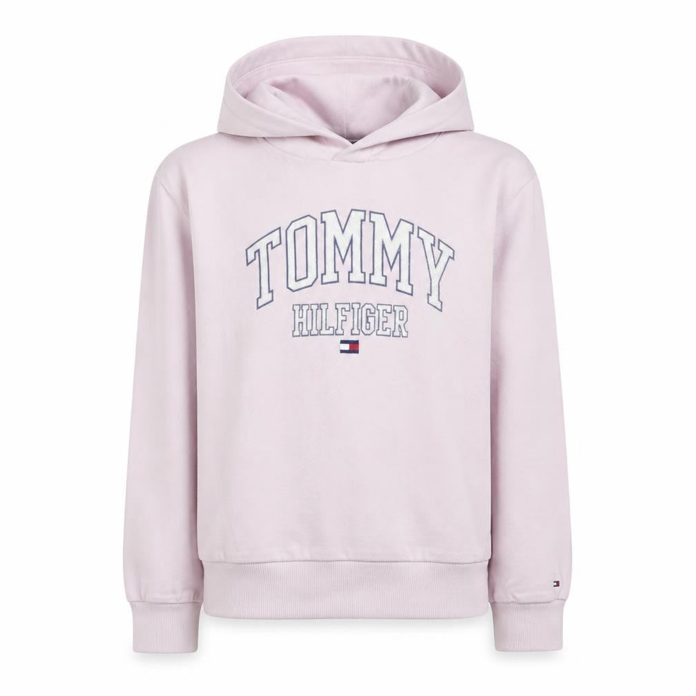 Tommy Hilfiger Girls Pink Pullover Hoodie Size 13 Years Logo Sweatshirt