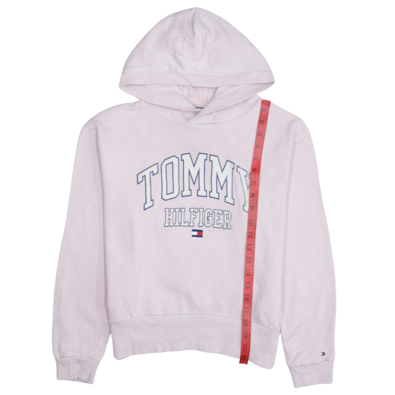 Tommy Hilfiger Girls Pink Pullover Hoodie Size 13 Years Logo Sweatshirt