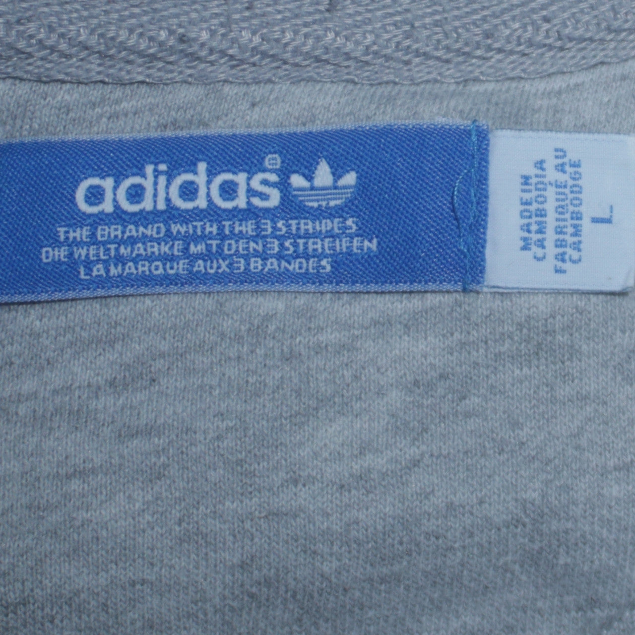 Adidas Men's Grey Varsity Jacket L Regular Fit Fleece Snap Fasten