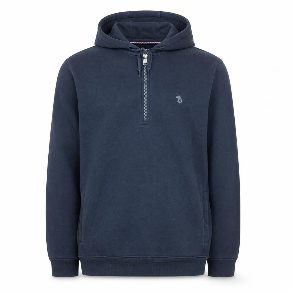 U.S. Polo Assn. Men's Blue 1/2 Zip Hoodie L Classic Cotton Blend