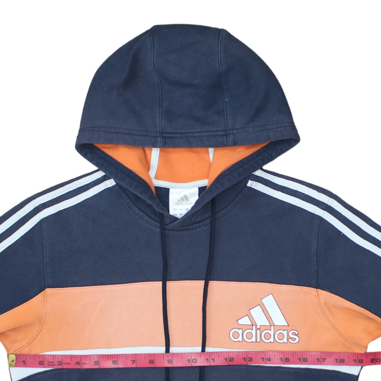 Adidas Womens Navy Orange Hoodie Small Pullover Hooded Sweatshirt