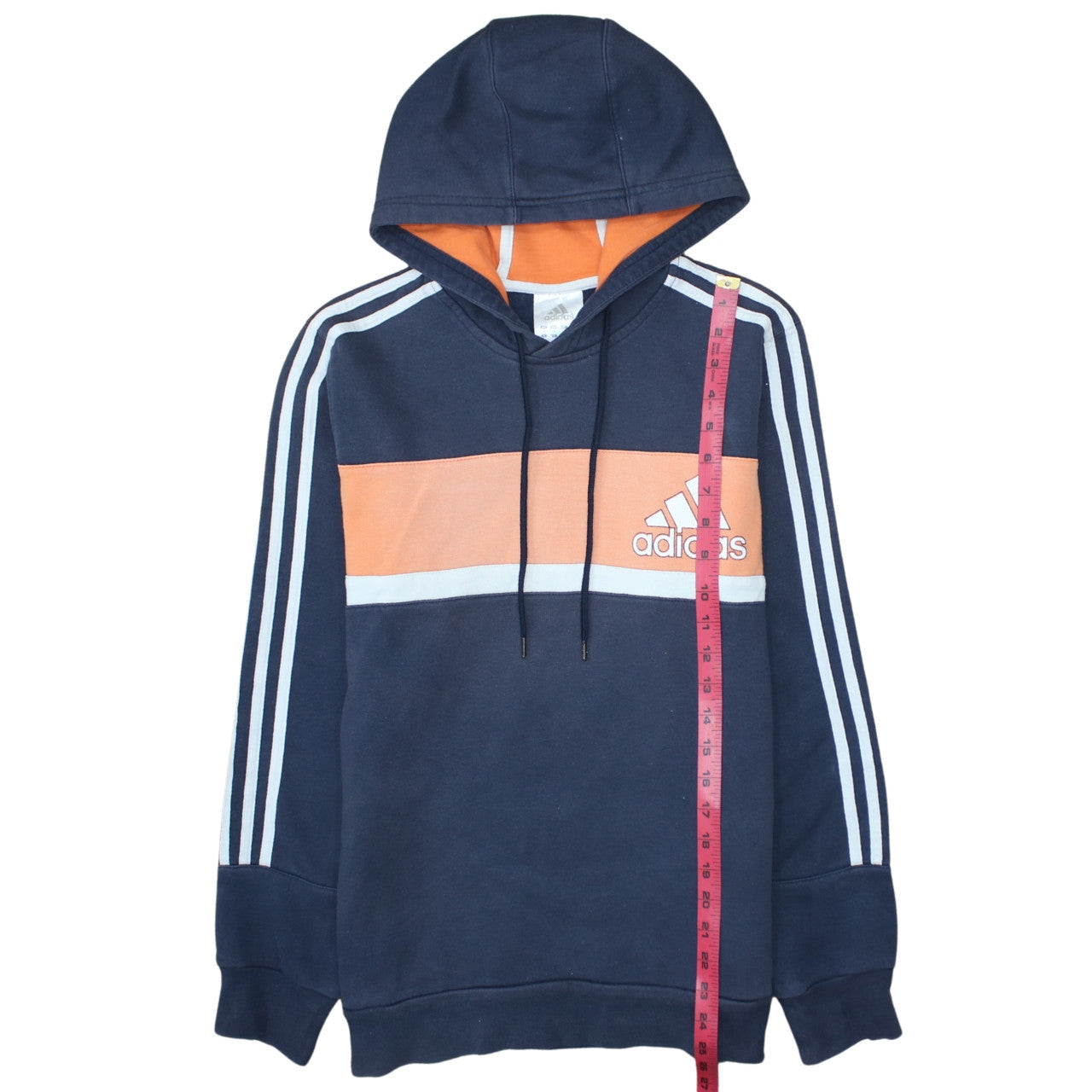 Adidas Womens Navy Orange Hoodie Small Pullover Hooded Sweatshirt