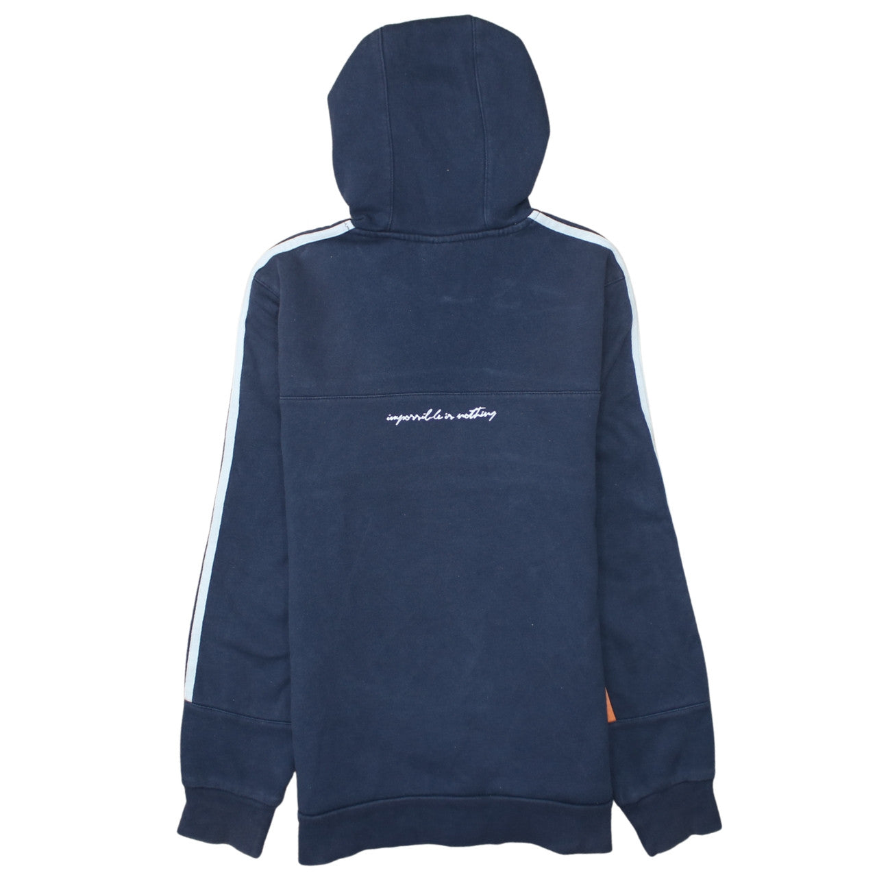 Adidas Womens Navy Orange Hoodie Small Pullover Hooded Sweatshirt