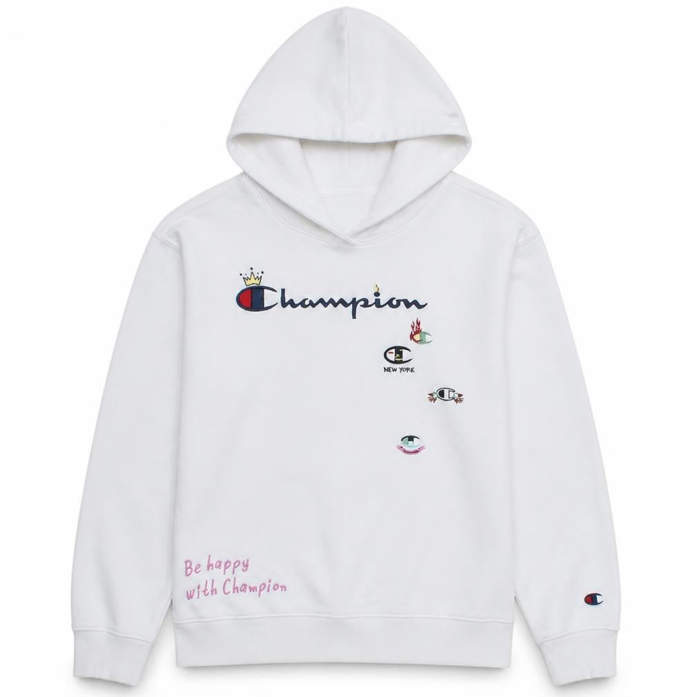 Champion Girls White Pullover Hoodie 15-16 Years Logo Graphic Hooded Sweatshirt