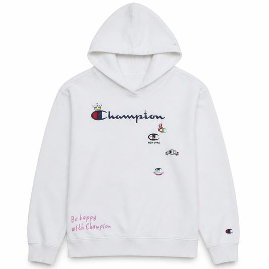 Champion Girls White Pullover Hoodie 15-16 Years Logo Graphic Hooded Sweatshirt