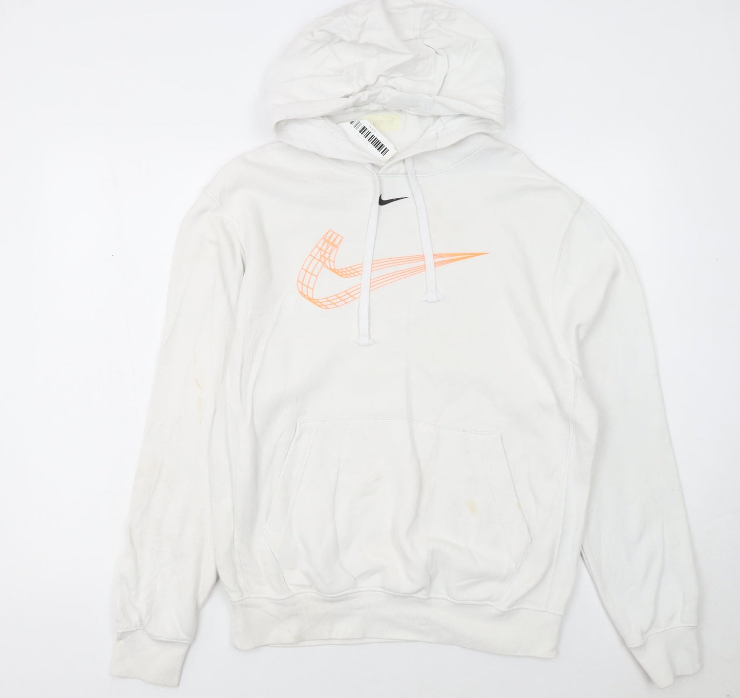Nike Men's White Graphic Pullover Hoodie Small Cotton Blend