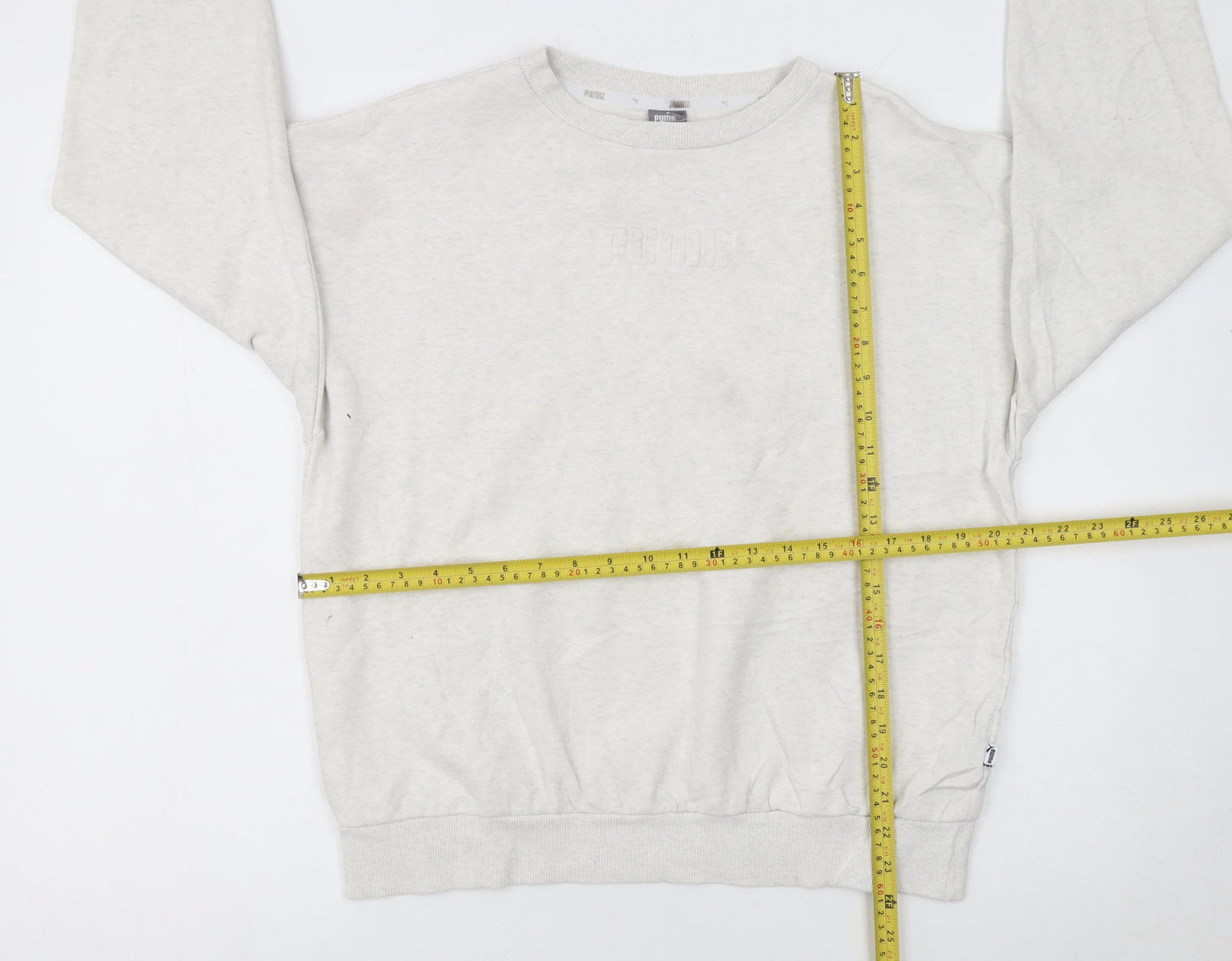 Puma Women's Beige Cotton Blend Pullover Sweatshirt Size L