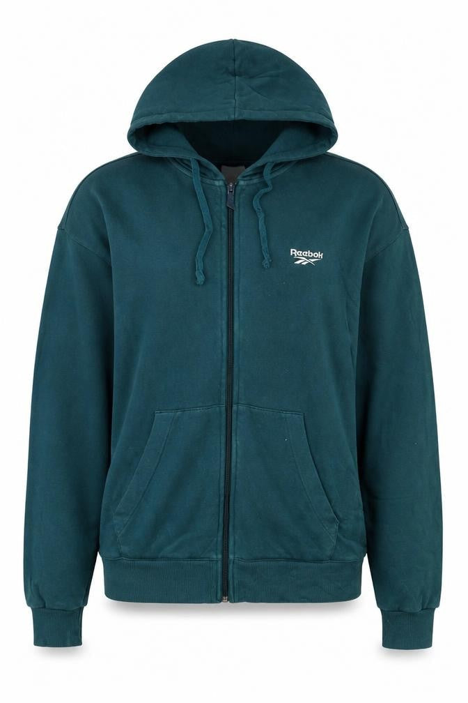 Reebok Classic Women's Teal Full Zip Hoodie M Cotton