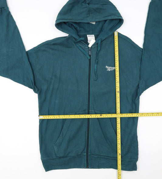 Reebok Classic Women's Teal Full Zip Hoodie M Cotton