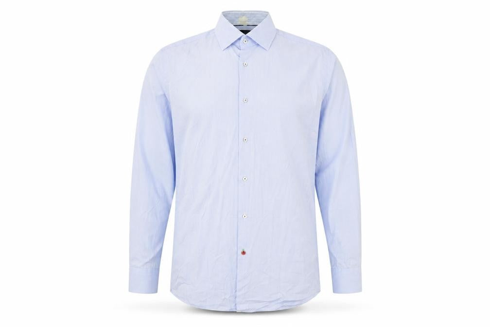 Tommy Hilfiger Men Blue Fitted Long Sleeve Button-Up Shirt 16/41