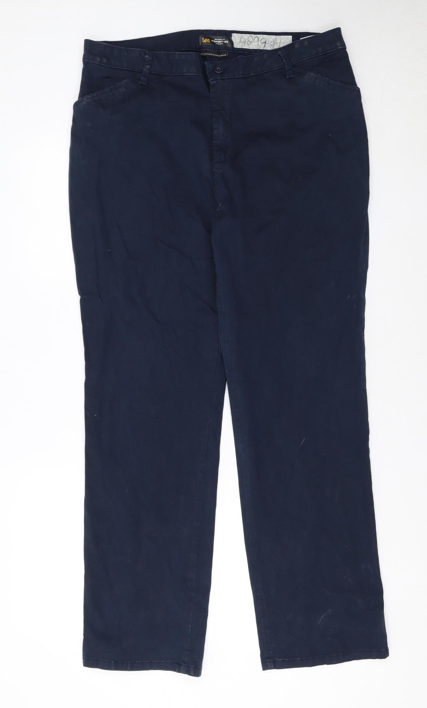 Lee Women's Blue Mid Rise Straight Leg Chino Trousers Size 16