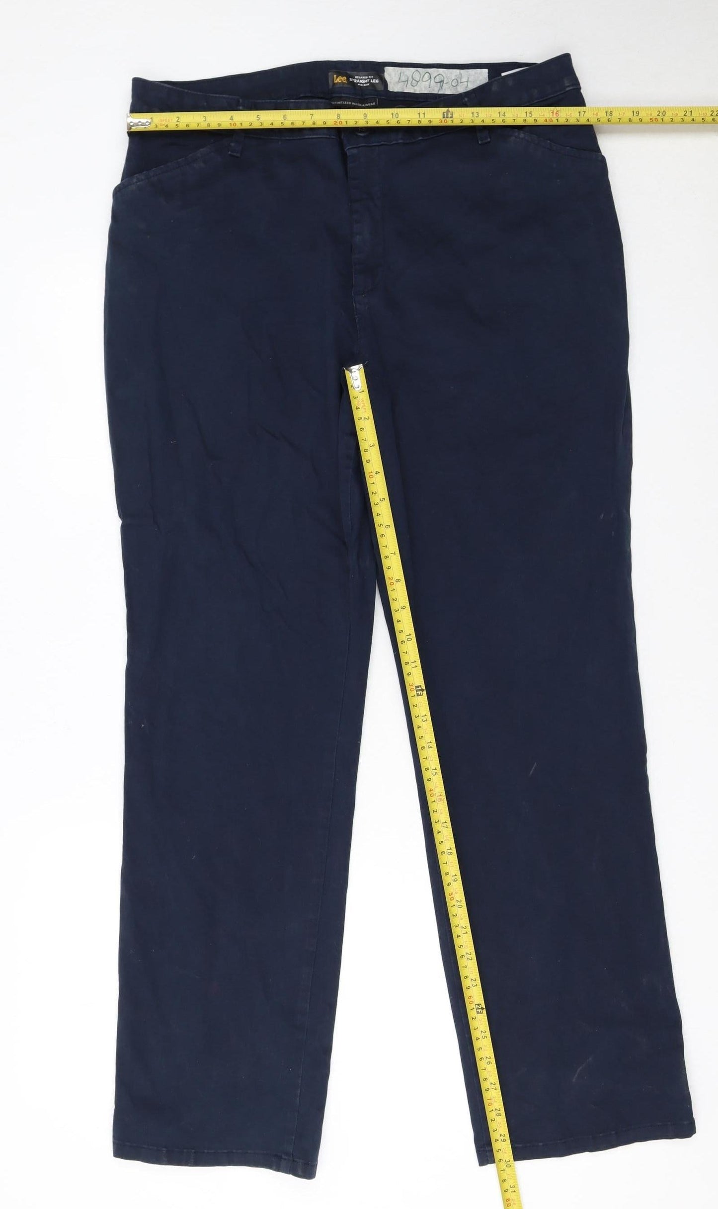 Lee Women's Blue Mid Rise Straight Leg Chino Trousers Size 16