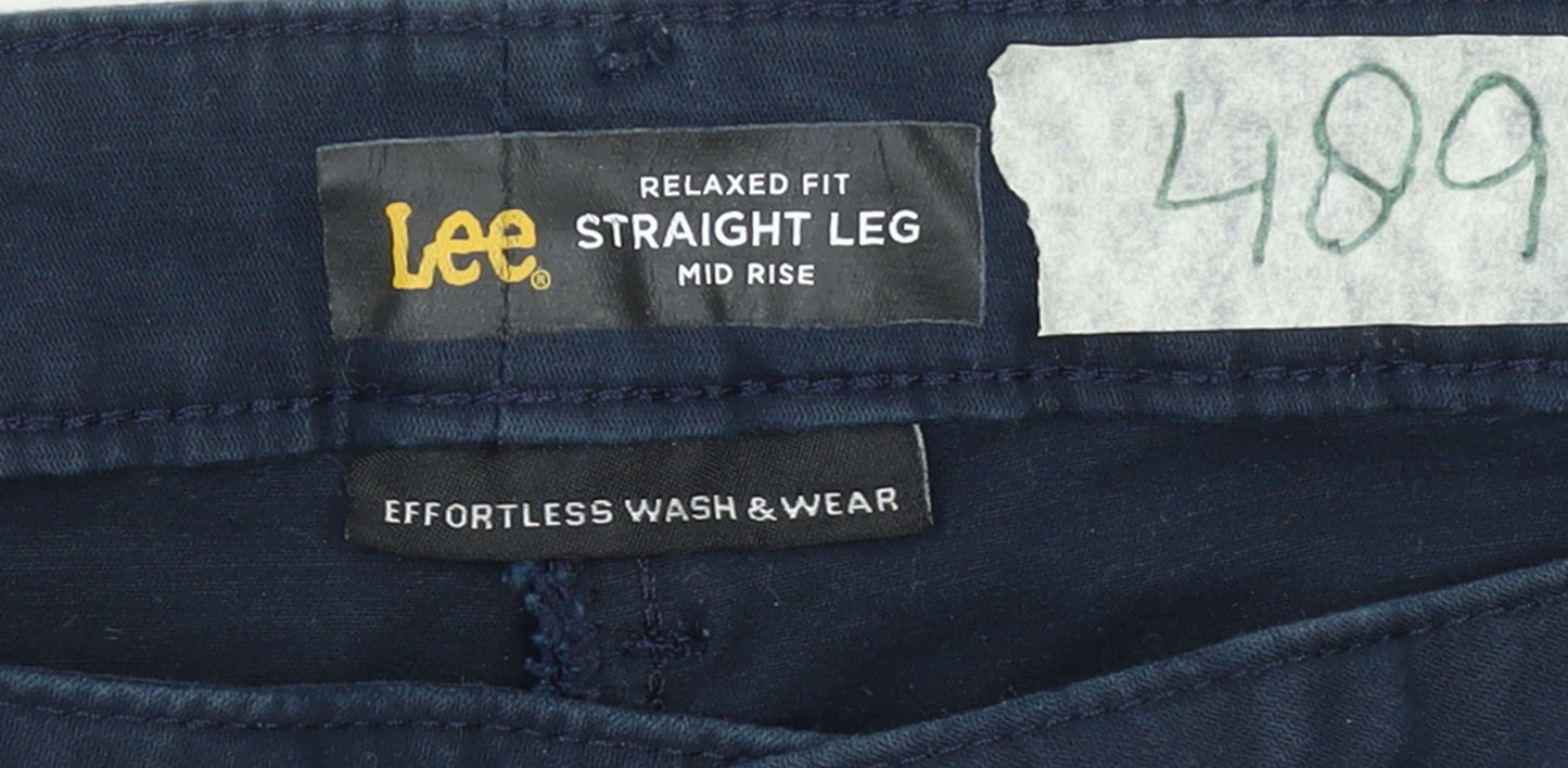 Lee Women's Blue Mid Rise Straight Leg Chino Trousers Size 16