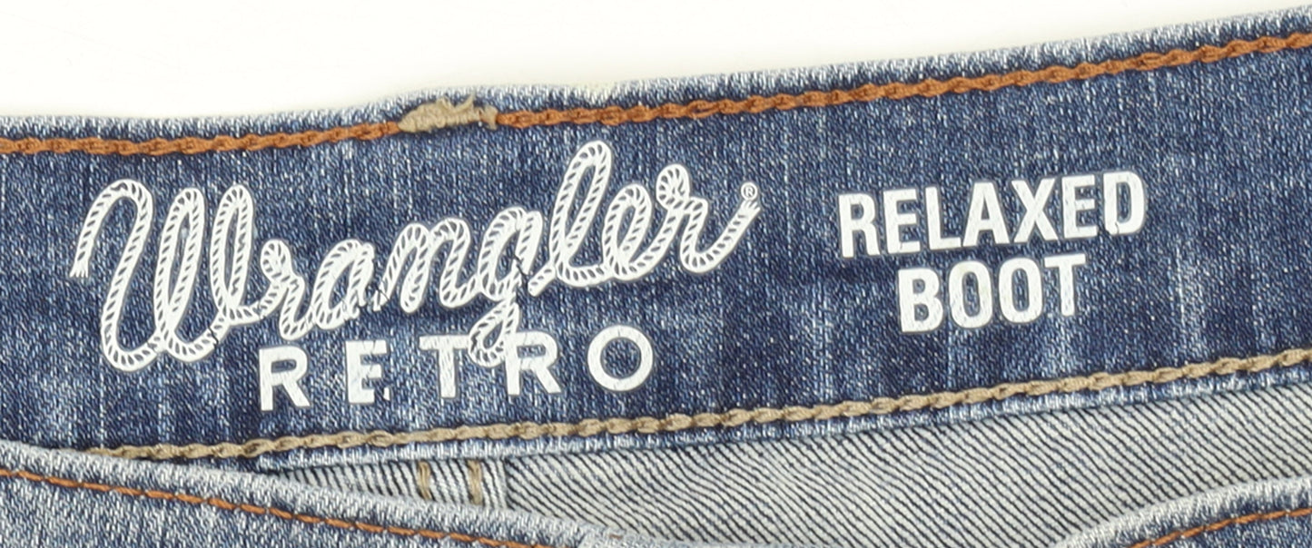 Wrangler Men Blue 38x30 Relaxed Bootcut Denim Jeans