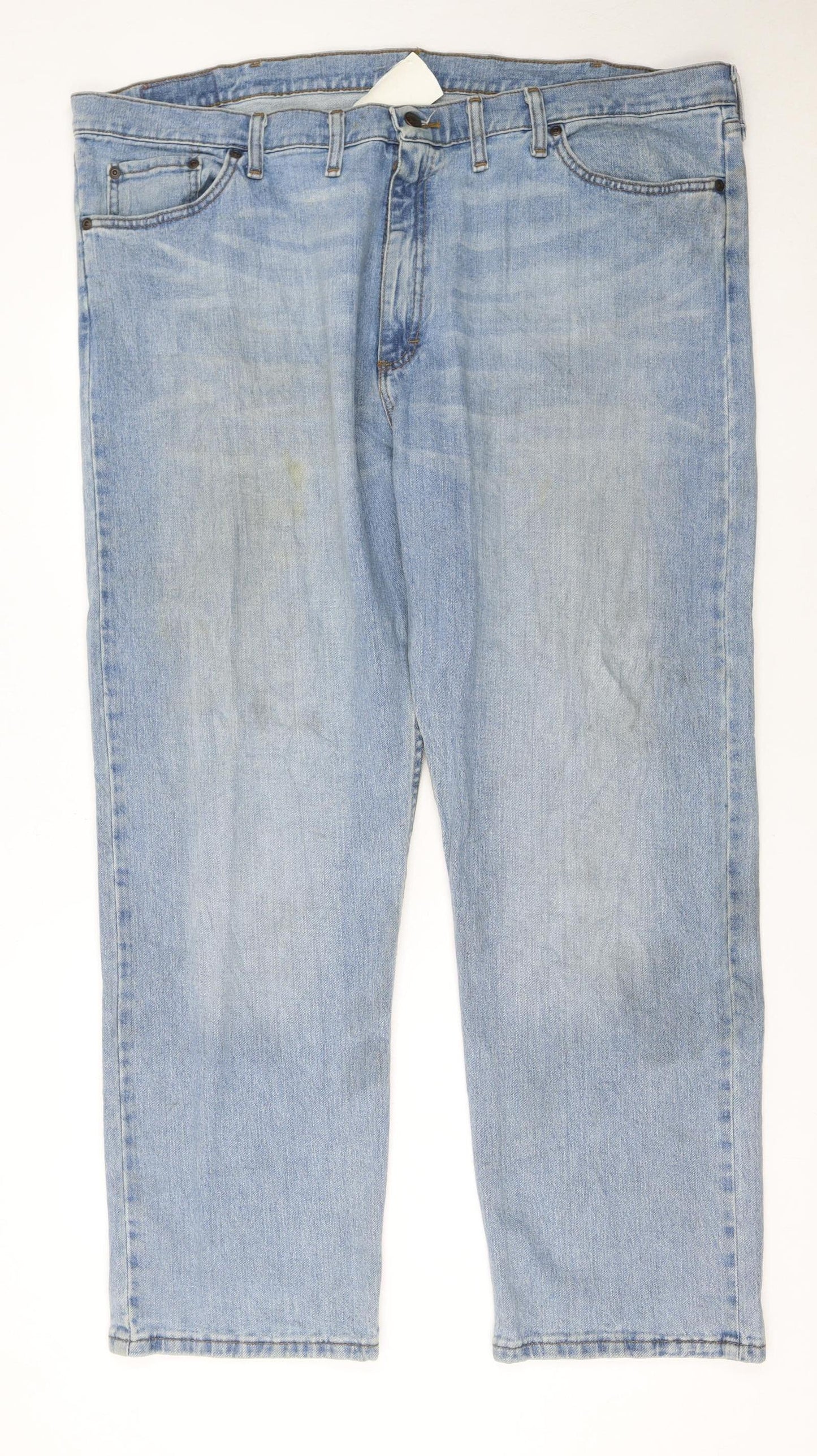 Wrangler Men's Blue Light Wash Straight Denim Jeans 44x30