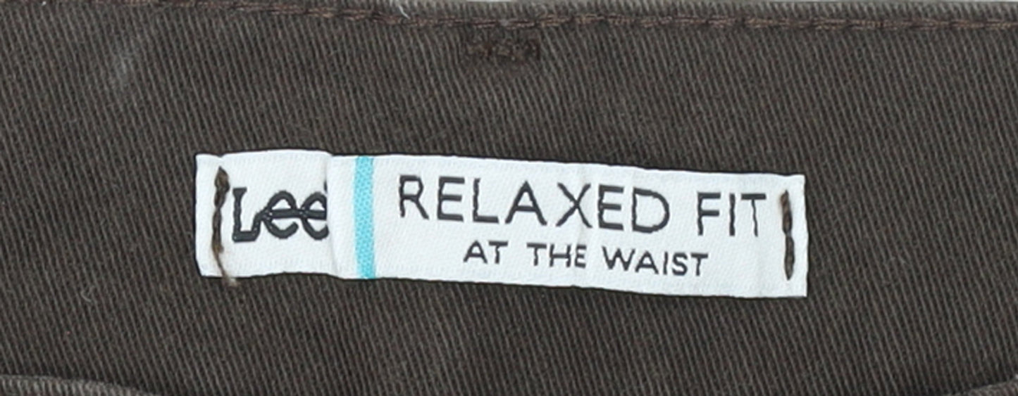 Lee Men's Brown Relaxed Fit Cotton Chino Trousers Size 22W