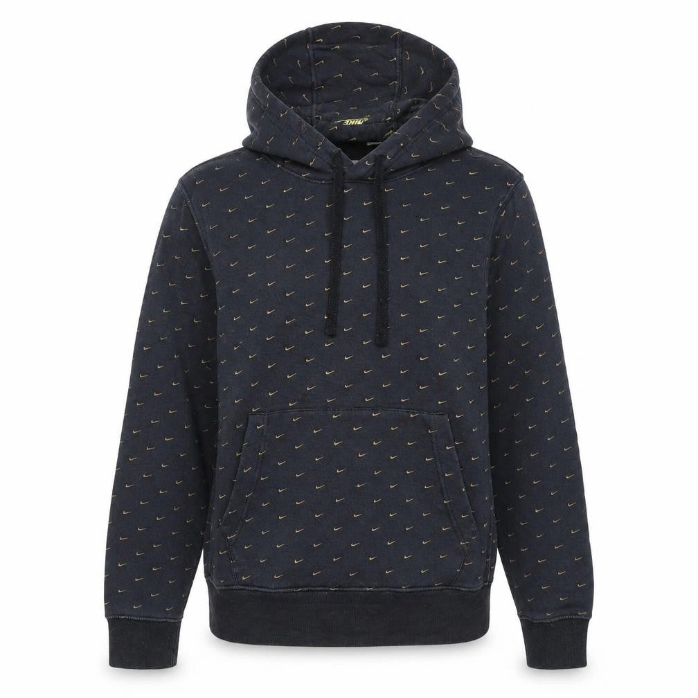 Nike Women Black Small Pullover Hoodie with Gold Logo Print