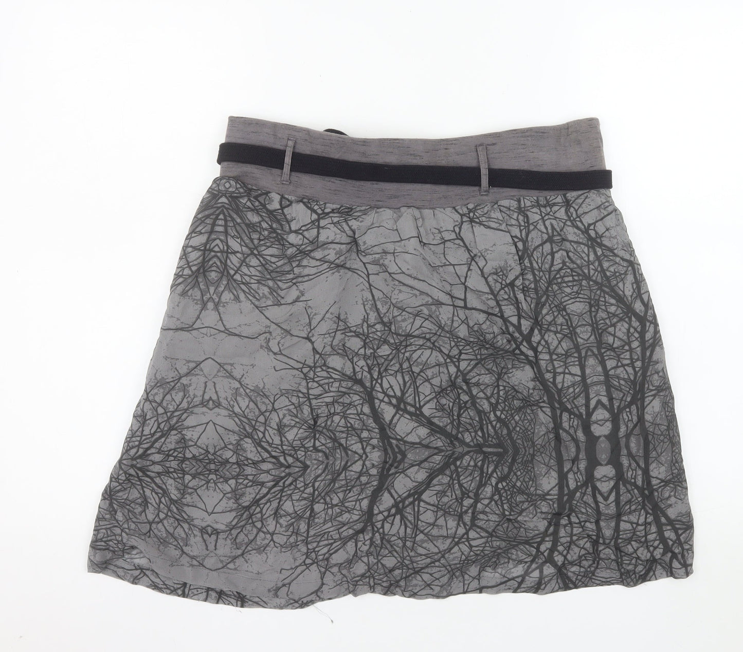 Cream Womens Grey Viscose Knee Length Drawstring Skirt Size 12