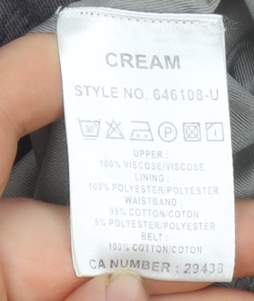 Cream Womens Grey Viscose Knee Length Drawstring Skirt Size 12