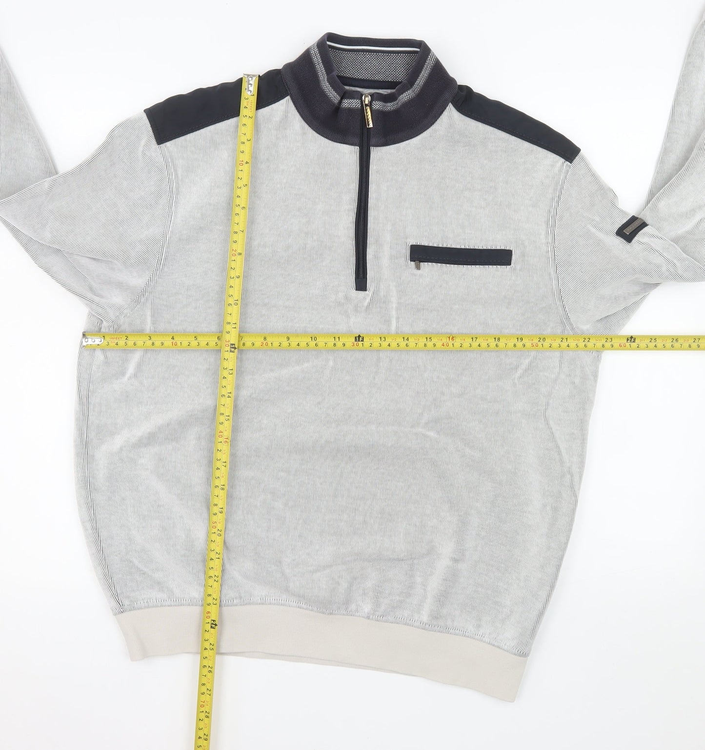 Bugatti Men's Grey XL 1/2 Zip Sweatshirt High Neck Cotton Blend