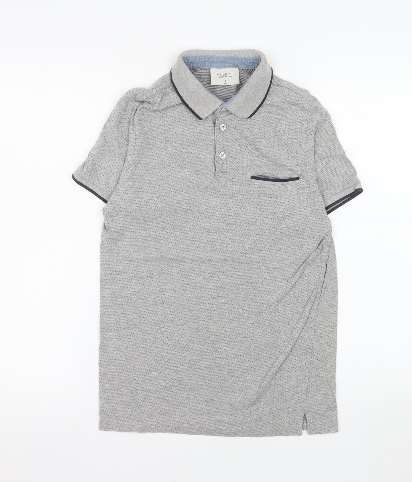 Springfield Men's Grey Slim Fit Polo Shirt Size S