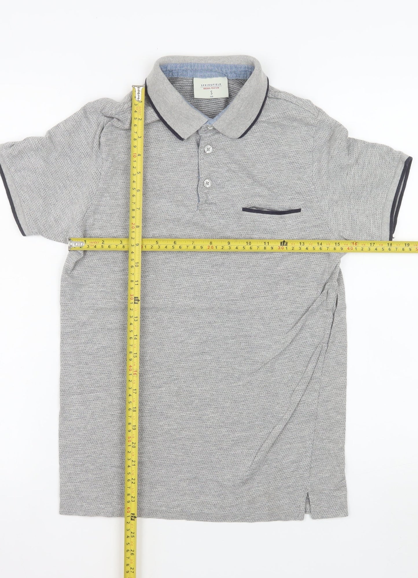 Springfield Men's Grey Slim Fit Polo Shirt Size S