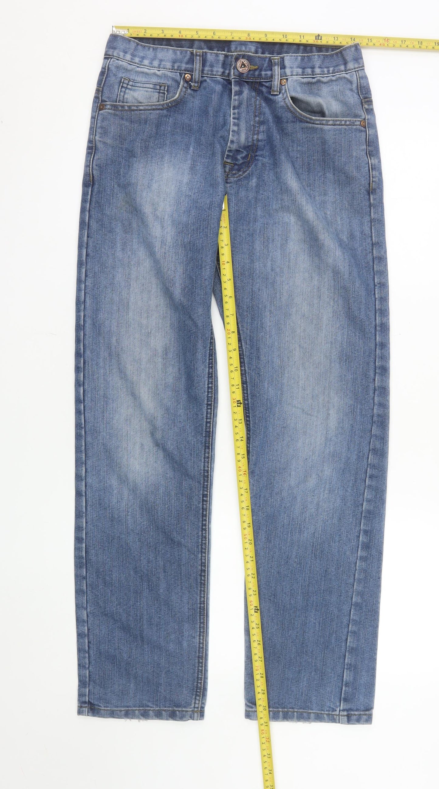 APT Womens Blue Straight Leg Mid Rise Denim Jeans Size 30R