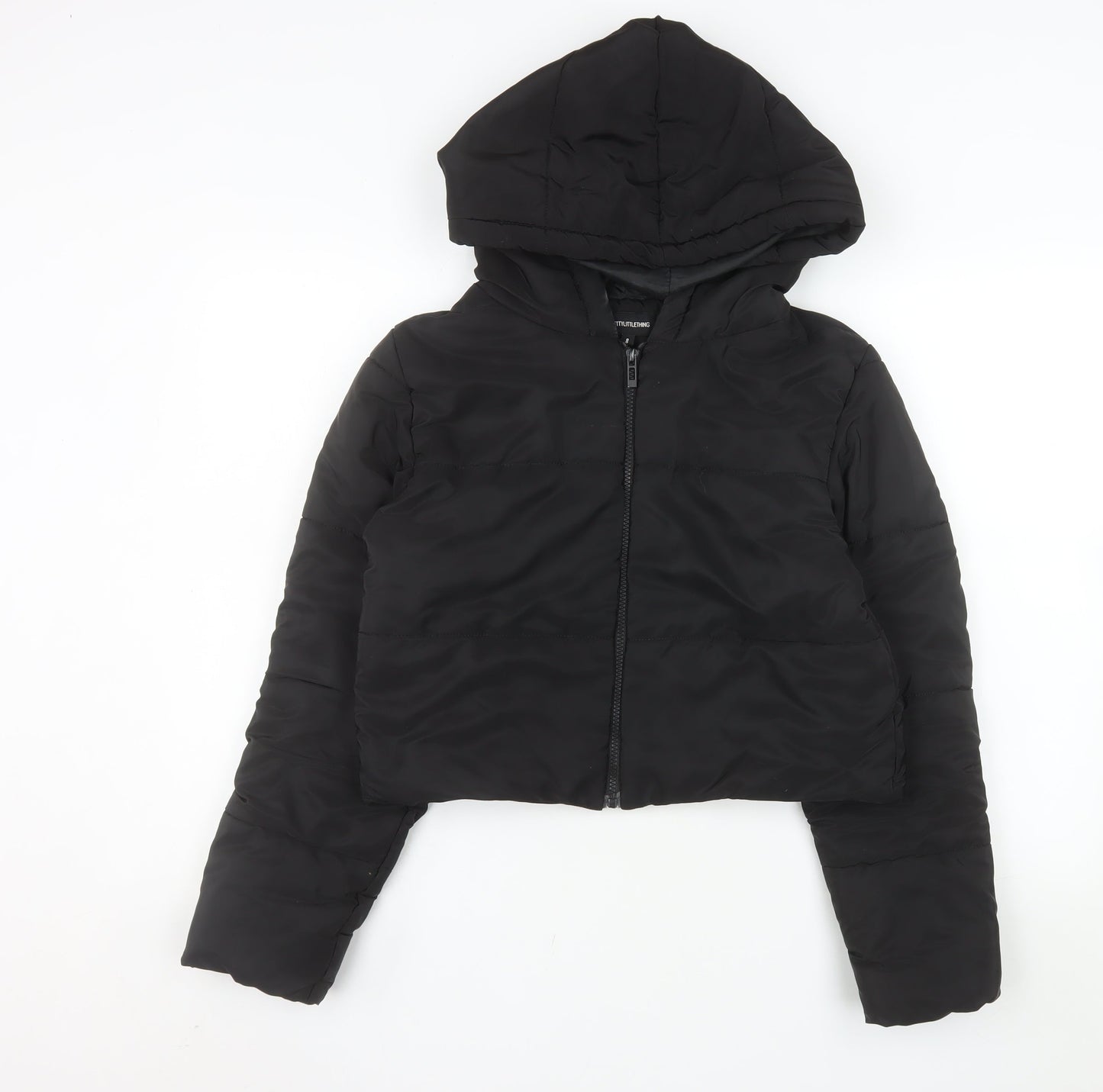 PrettyLittleThing Women’s Black Size 8 Cropped Hooded Puffer Jacket