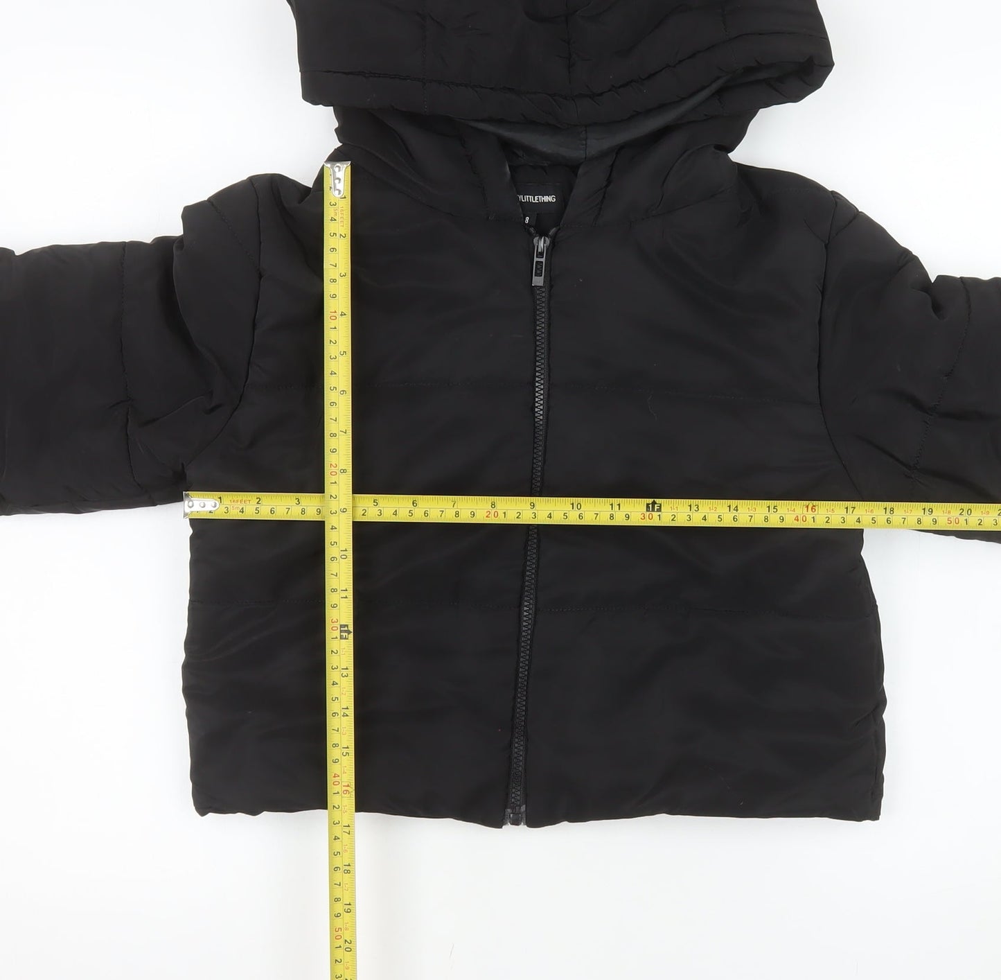 PrettyLittleThing Women’s Black Size 8 Cropped Hooded Puffer Jacket