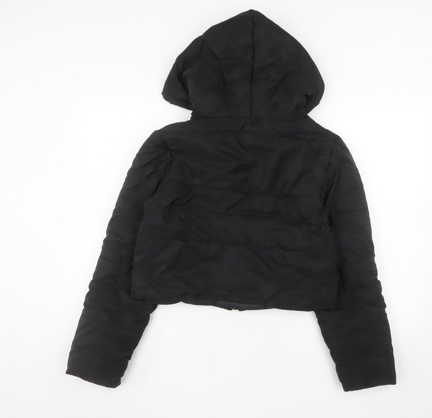 PrettyLittleThing Women’s Black Size 8 Cropped Hooded Puffer Jacket