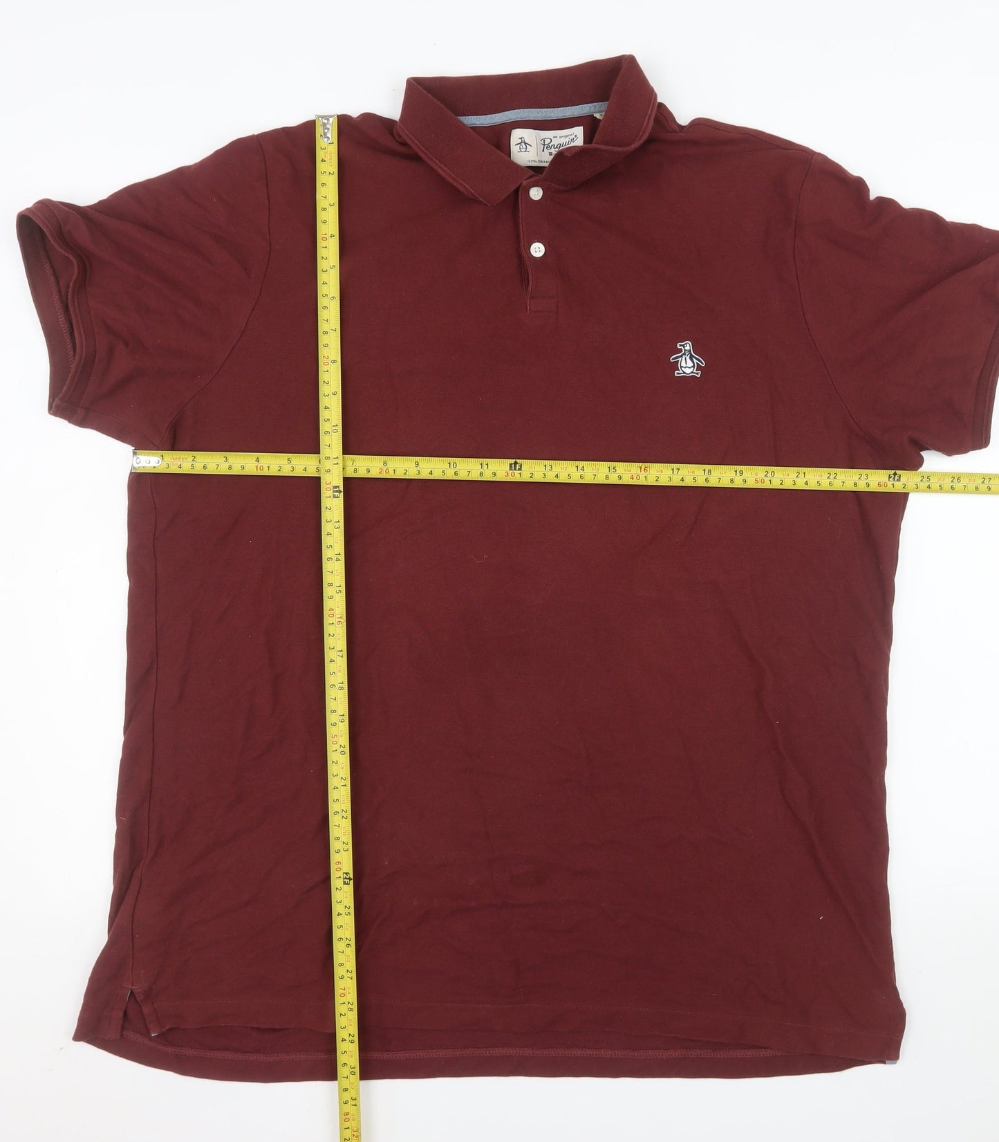 Original Penguin Men's Burgundy Polo Shirt Size 2XL Organic Cotton