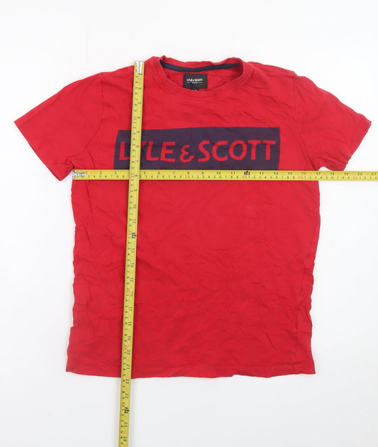 Lyle & Scott Boys Red Logo T-Shirt 12-13 Years Short Sleeve Cotton Top