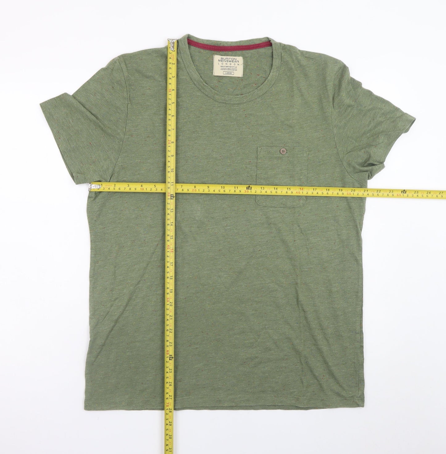 Burton Menswear London Men’s Green Crew Neck Cotton Blend T-Shirt Size L